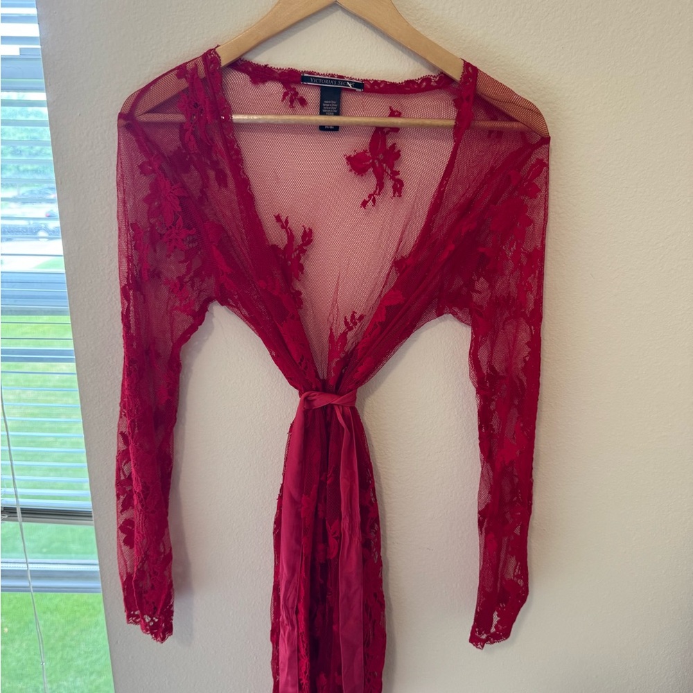 Victoria’s Secret Red Lace Sheer Robe